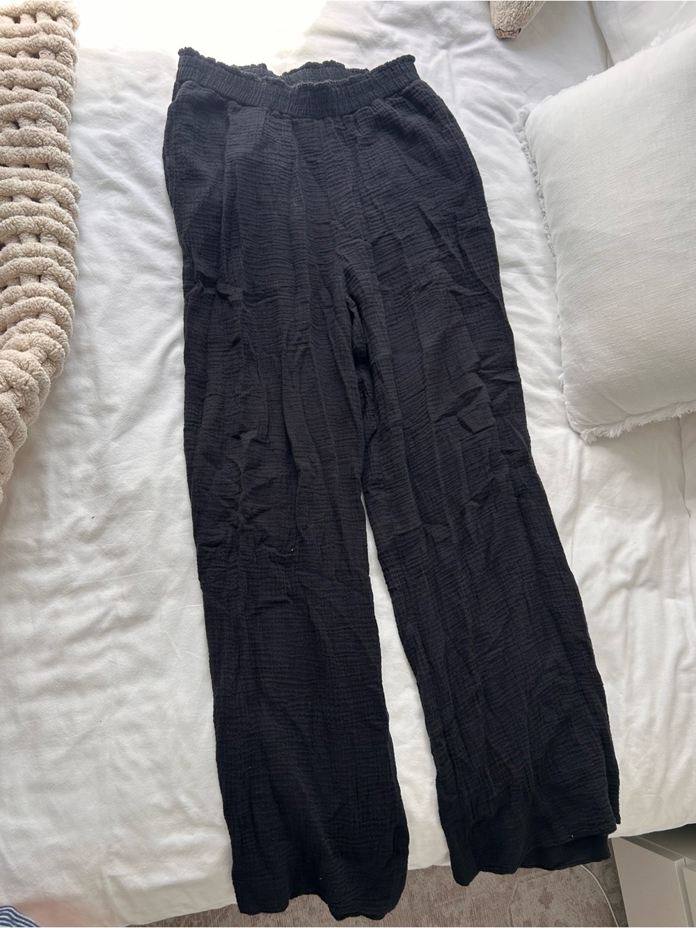 Black Wide-Leg Lounge Pants